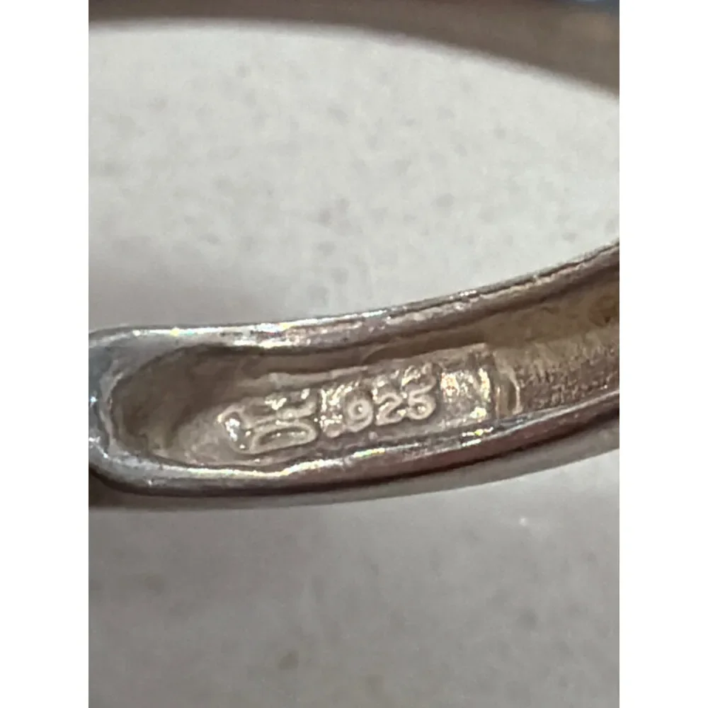 Sterling Silver Citrine Ring Yellow Gemstone Band Size 6.5